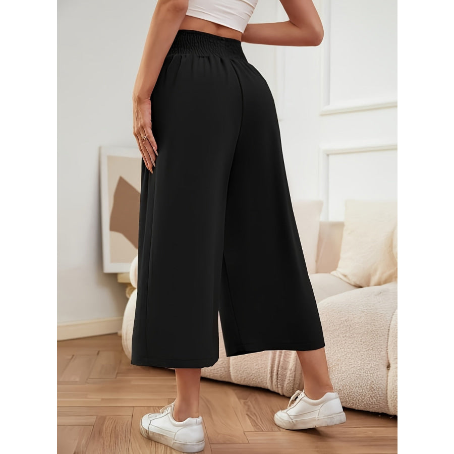 Elastic Waist Wide Leg Pants Apparel and Accessories