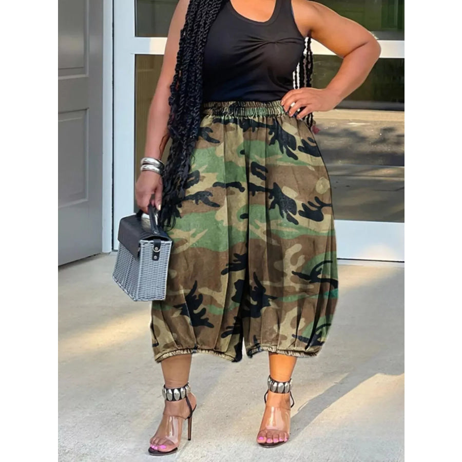 Elastic Waist Wide Leg Pants Apparel and Accessories