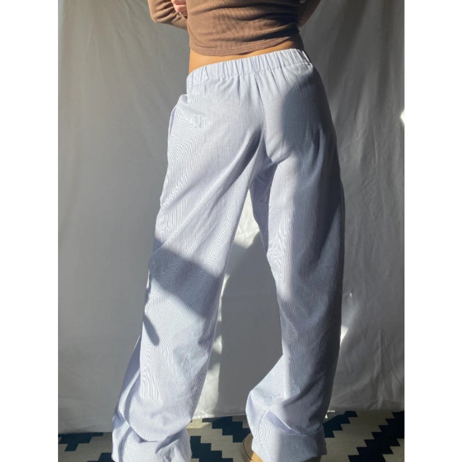 Elastic Waist Wide Leg Pants Apparel and Accessories