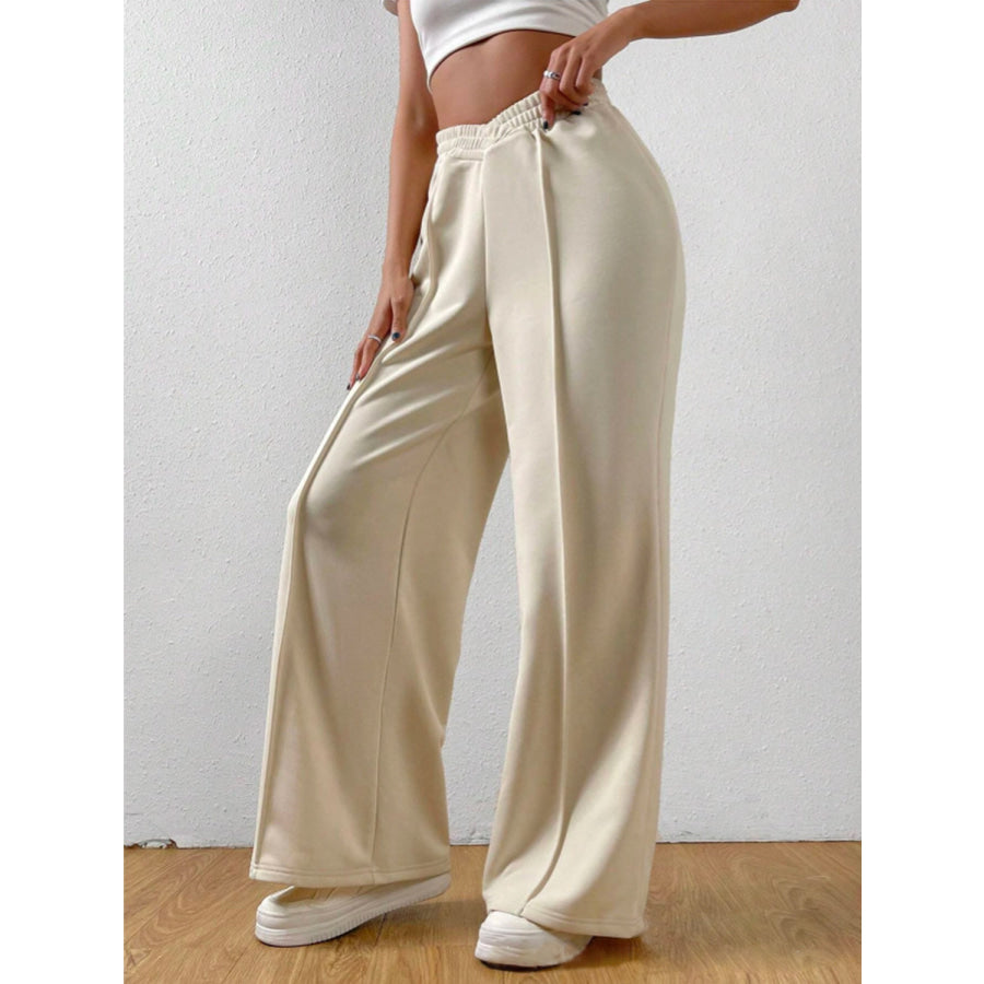 Elastic Waist Wide Leg Pants Apparel and Accessories