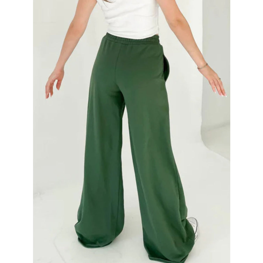 Elastic Waist Wide Leg Pants Apparel and Accessories