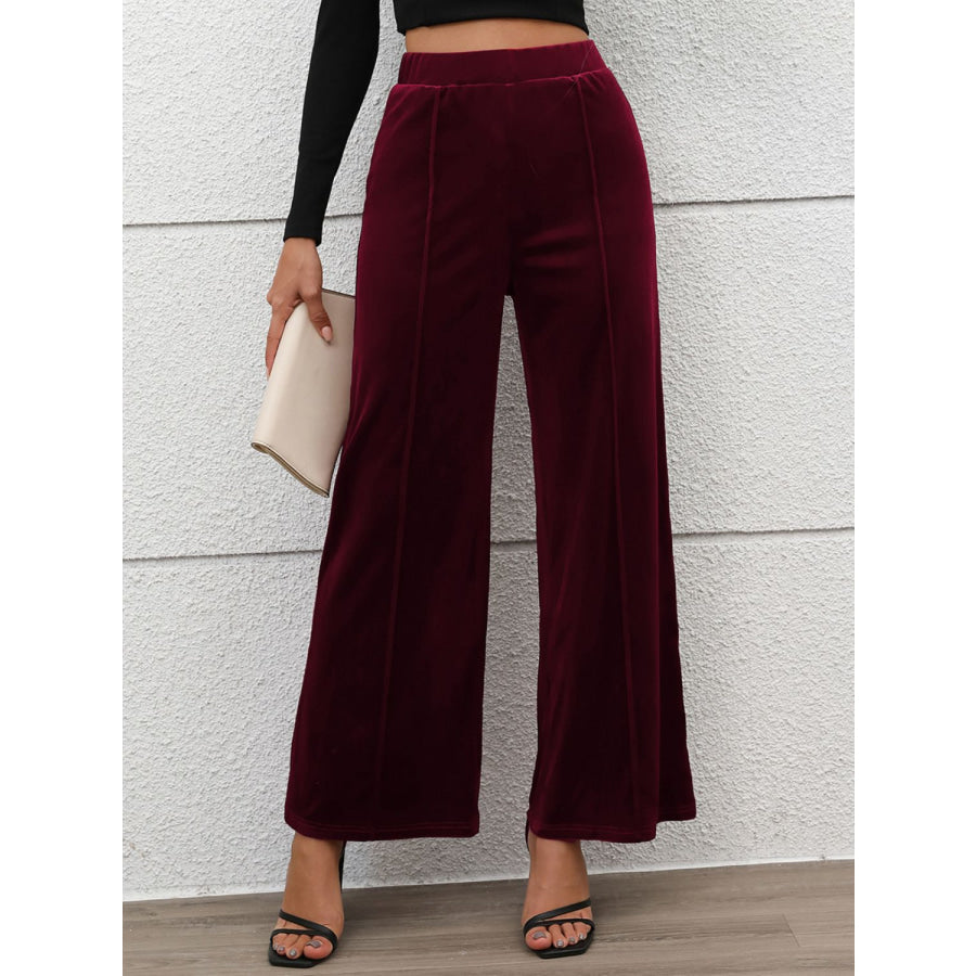 Elastic Waist Wide Leg Pants Apparel and Accessories