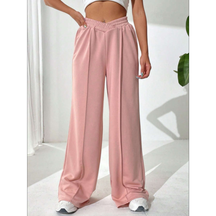 Elastic Waist Wide Leg Pants Apparel and Accessories