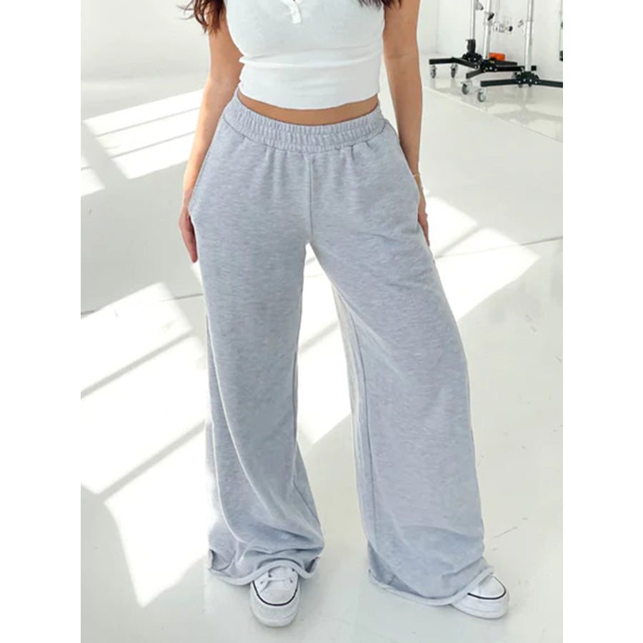 Elastic Waist Wide Leg Pants Apparel and Accessories