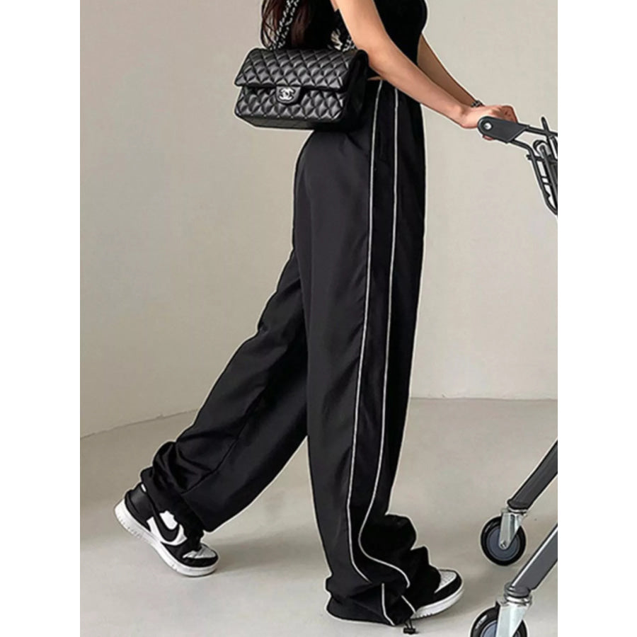 Elastic Waist Wide Leg Pants Apparel and Accessories