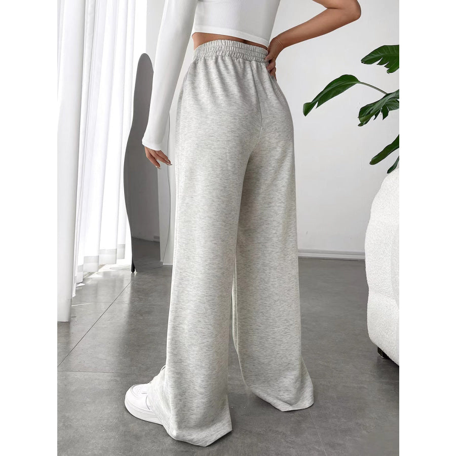 Elastic Waist Wide Leg Pants Apparel and Accessories