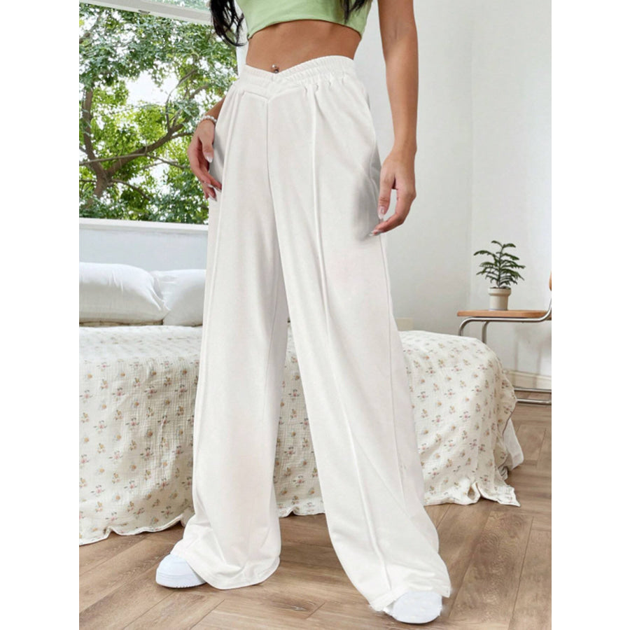 Elastic Waist Wide Leg Pants Apparel and Accessories