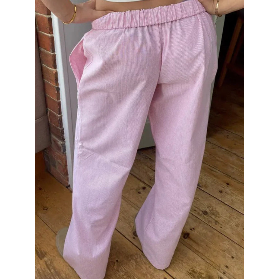 Elastic Waist Wide Leg Pants Apparel and Accessories