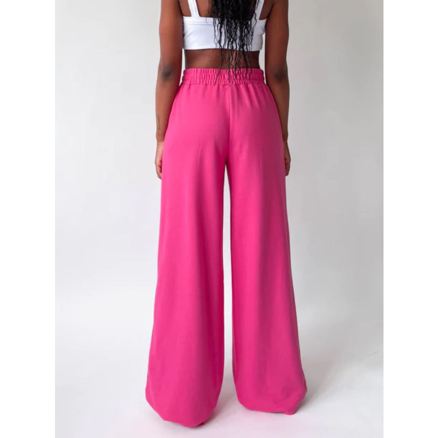 Elastic Waist Wide Leg Pants Apparel and Accessories