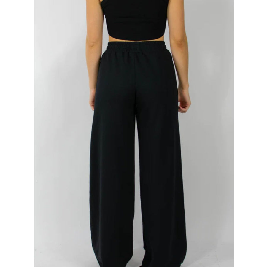 Elastic Waist Wide Leg Pants Apparel and Accessories