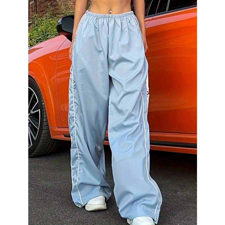 Elastic Waist Wide Leg Pants Apparel and Accessories