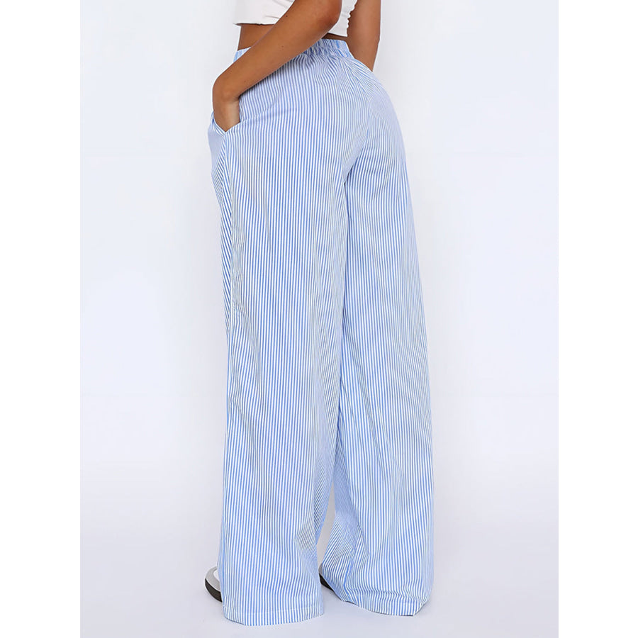 Elastic Waist Wide Leg Pants Apparel and Accessories