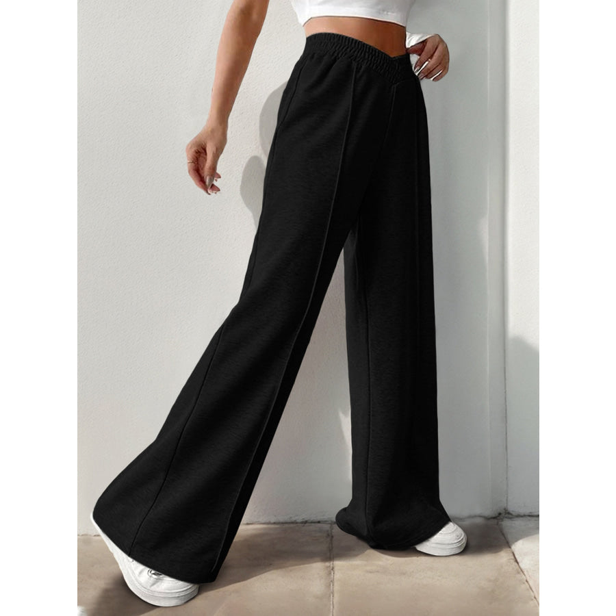 Elastic Waist Wide Leg Pants Apparel and Accessories