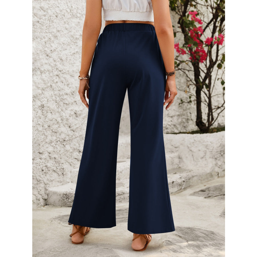 Elastic Waist Wide Leg Pants Apparel and Accessories