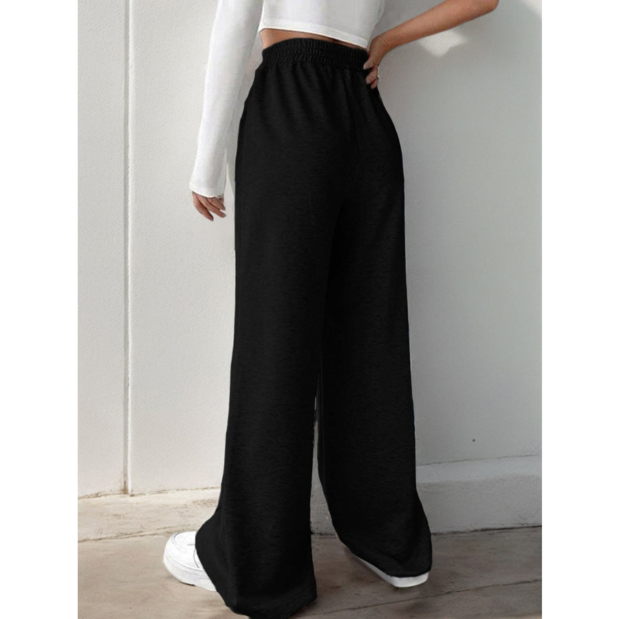 Elastic Waist Wide Leg Pants Apparel and Accessories