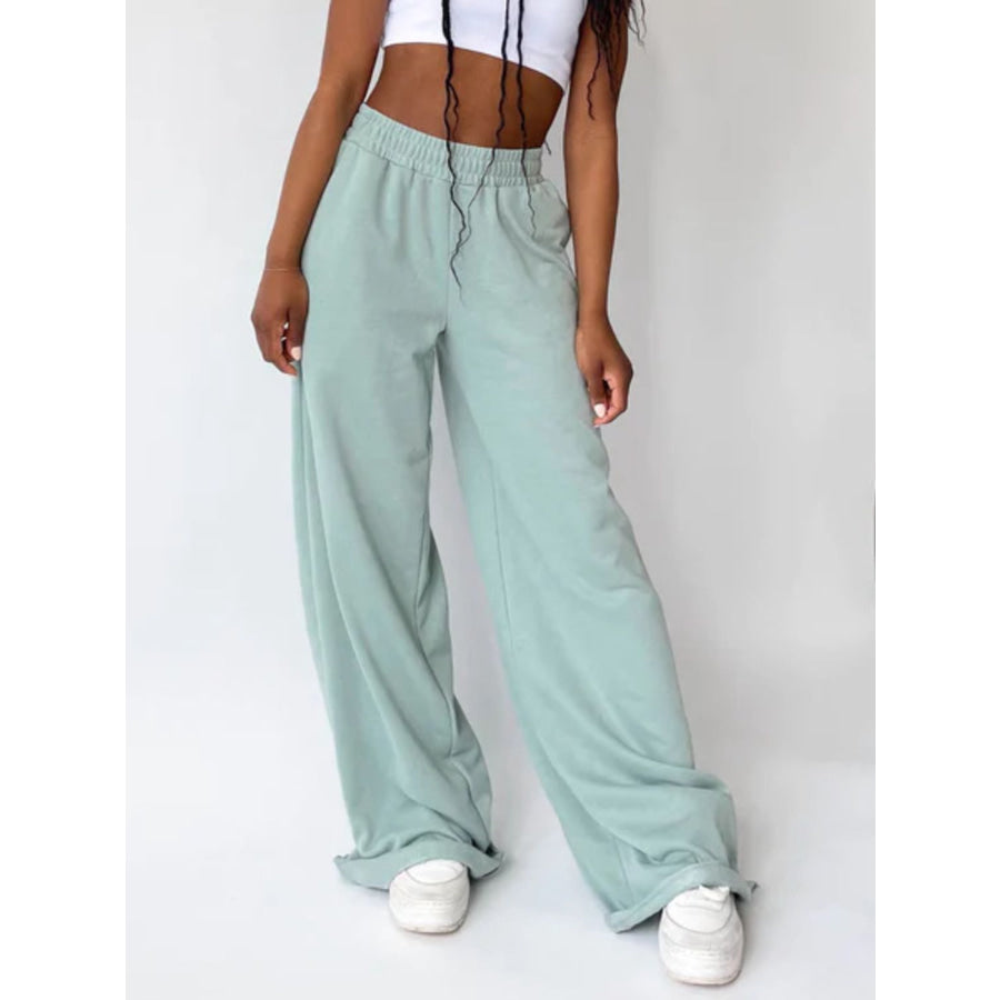 Elastic Waist Wide Leg Pants Apparel and Accessories