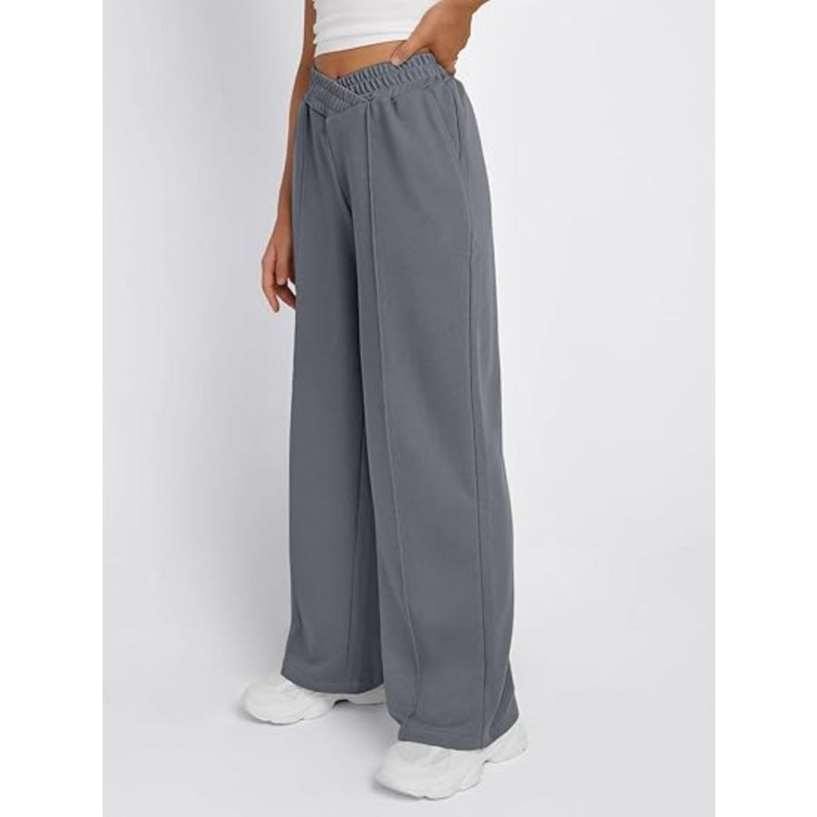 Elastic Waist Wide Leg Pants Apparel and Accessories