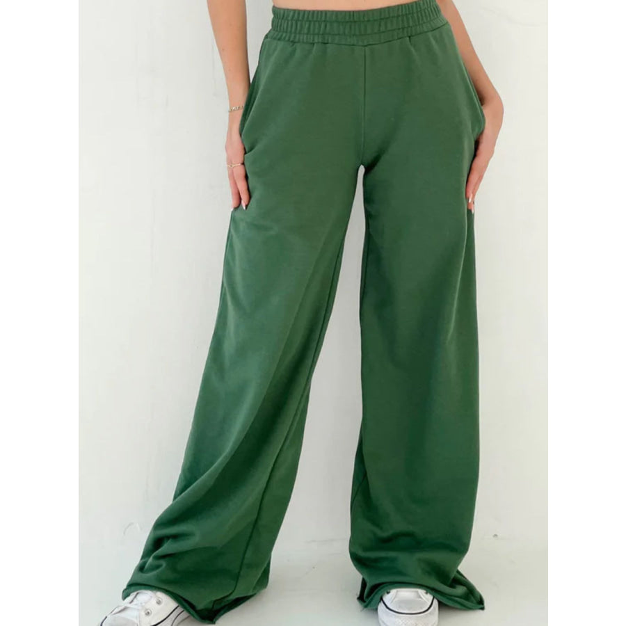 Elastic Waist Wide Leg Pants Apparel and Accessories