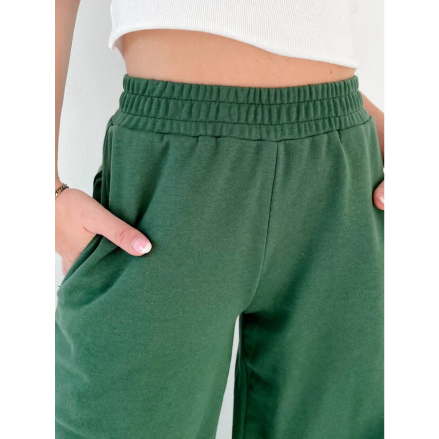 Elastic Waist Wide Leg Pants Apparel and Accessories