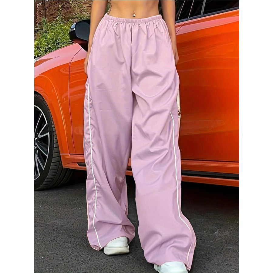 Elastic Waist Wide Leg Pants Apparel and Accessories