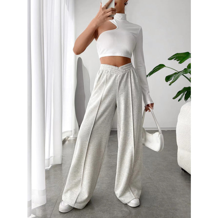 Elastic Waist Wide Leg Pants Apparel and Accessories