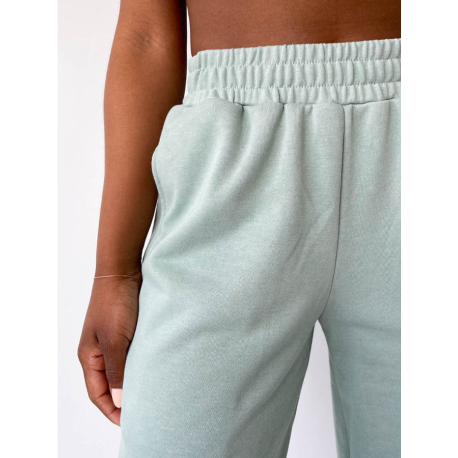 Elastic Waist Wide Leg Pants Apparel and Accessories