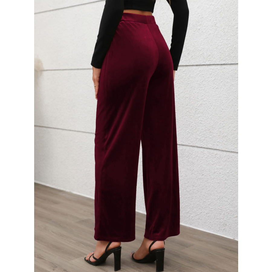 Elastic Waist Wide Leg Pants Apparel and Accessories