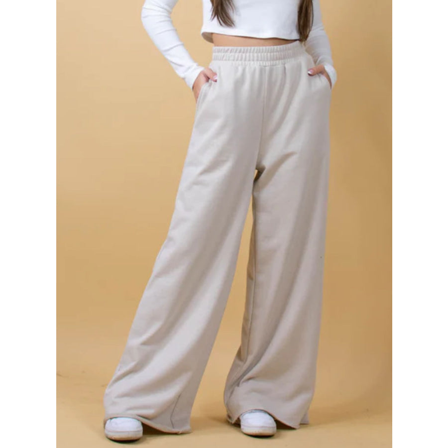 Elastic Waist Wide Leg Pants Apparel and Accessories