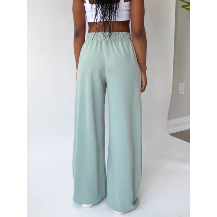 Elastic Waist Wide Leg Pants Apparel and Accessories