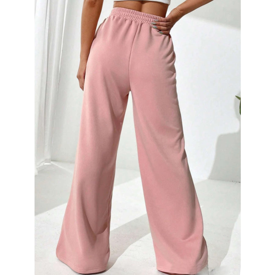 Elastic Waist Wide Leg Pants Apparel and Accessories