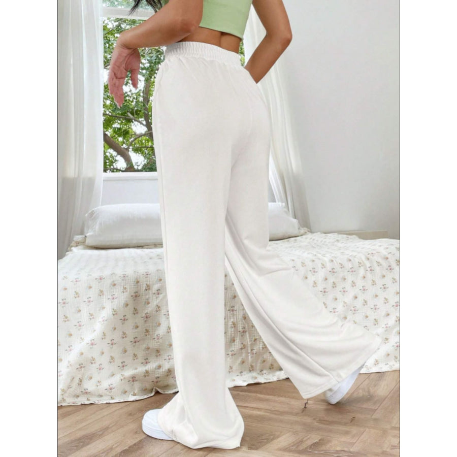 Elastic Waist Wide Leg Pants Apparel and Accessories