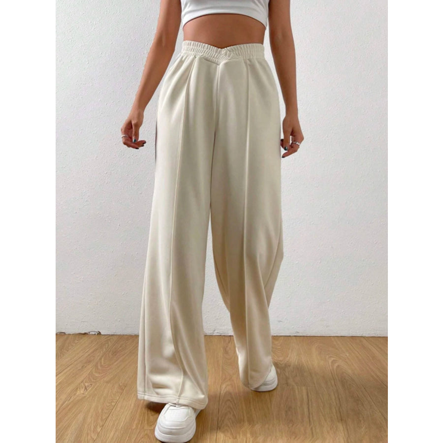 Elastic Waist Wide Leg Pants Apparel and Accessories