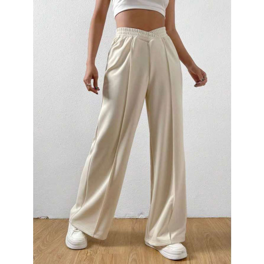 Elastic Waist Wide Leg Pants Apparel and Accessories