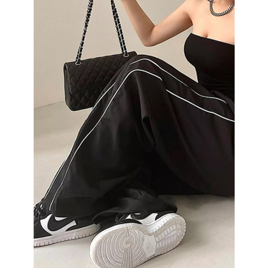 Elastic Waist Wide Leg Pants Apparel and Accessories