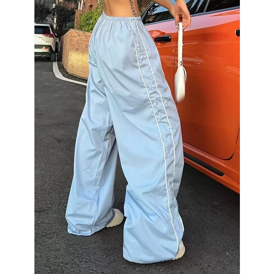 Elastic Waist Wide Leg Pants Apparel and Accessories