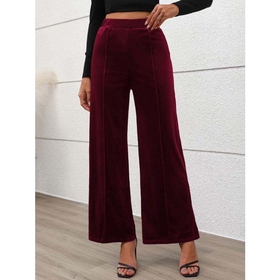 Elastic Waist Wide Leg Pants Apparel and Accessories