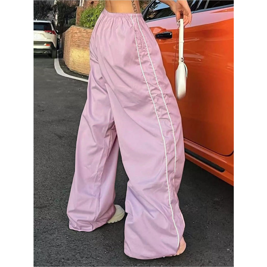 Elastic Waist Wide Leg Pants Apparel and Accessories