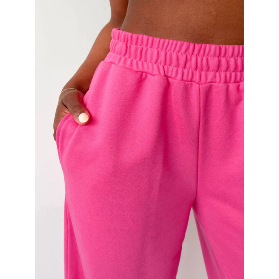 Elastic Waist Wide Leg Pants Apparel and Accessories