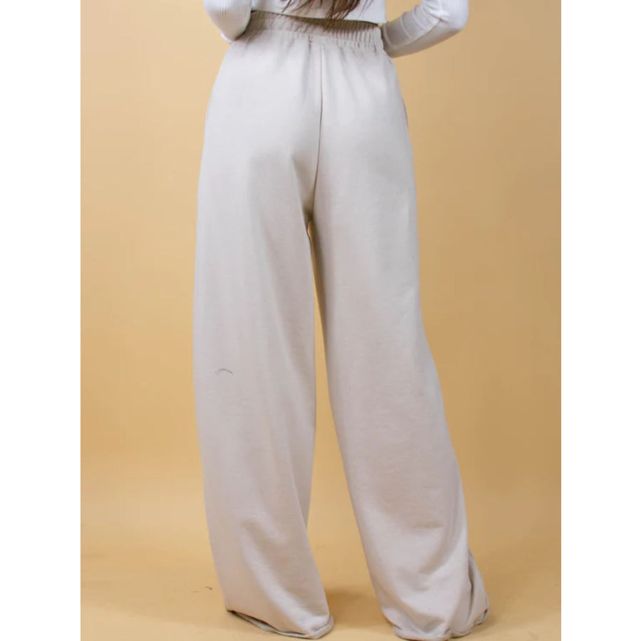 Elastic Waist Wide Leg Pants Apparel and Accessories