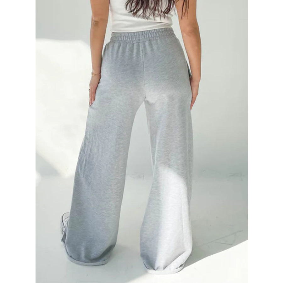 Elastic Waist Wide Leg Pants Apparel and Accessories