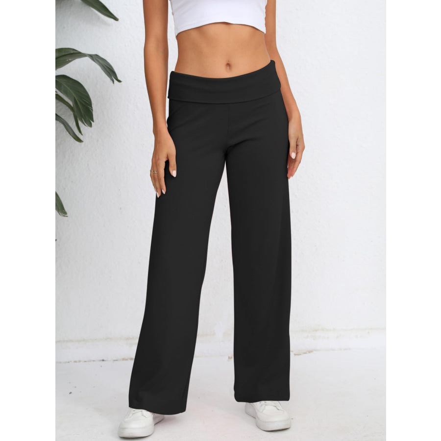 Elastic Waist Wide Leg Pants Black / XS Apparel and Accessories