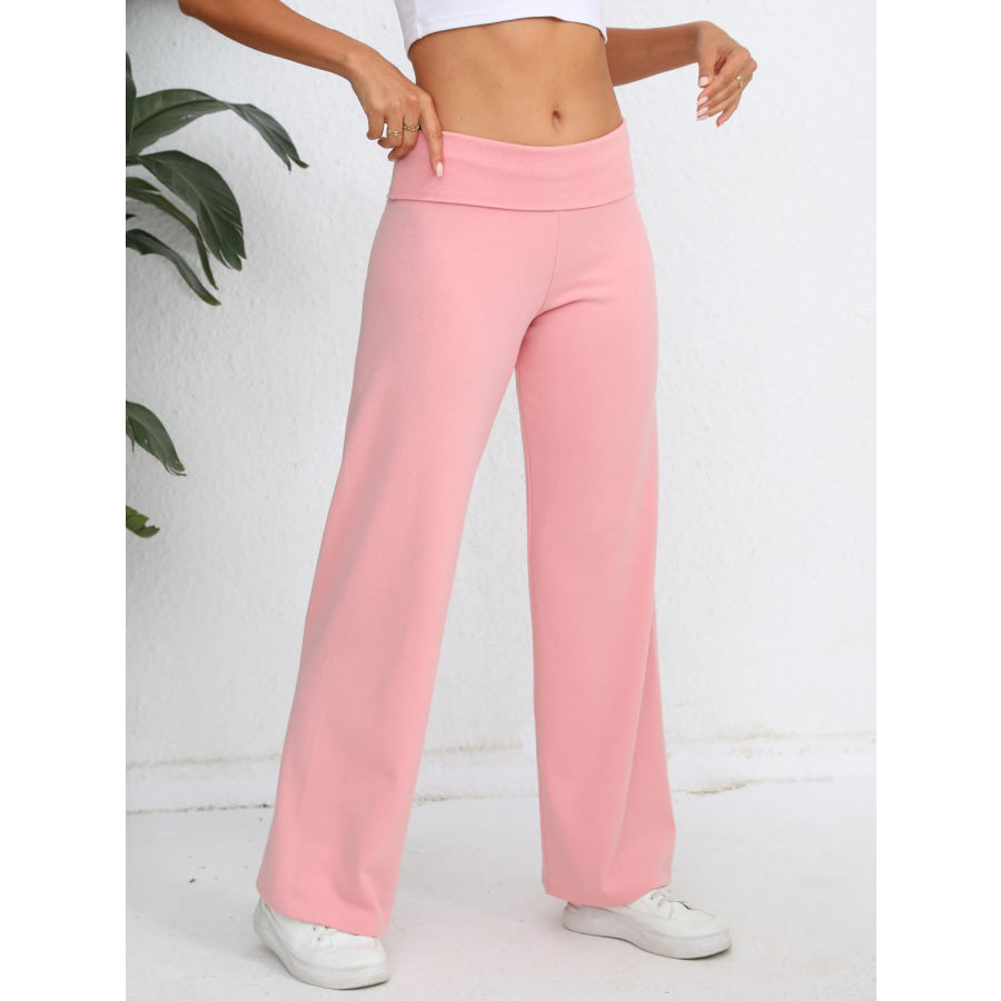 Elastic Waist Wide Leg Pants Blush Pink / XS Apparel and Accessories