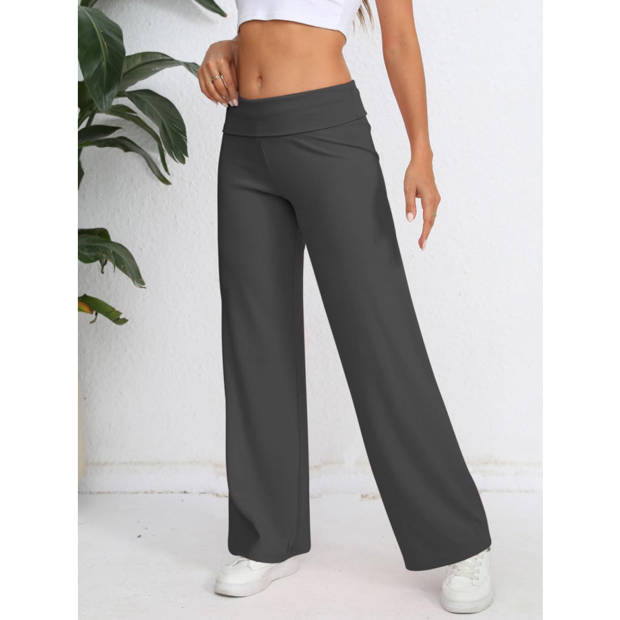 Elastic Waist Wide Leg Pants Dark Gray / XS Apparel and Accessories