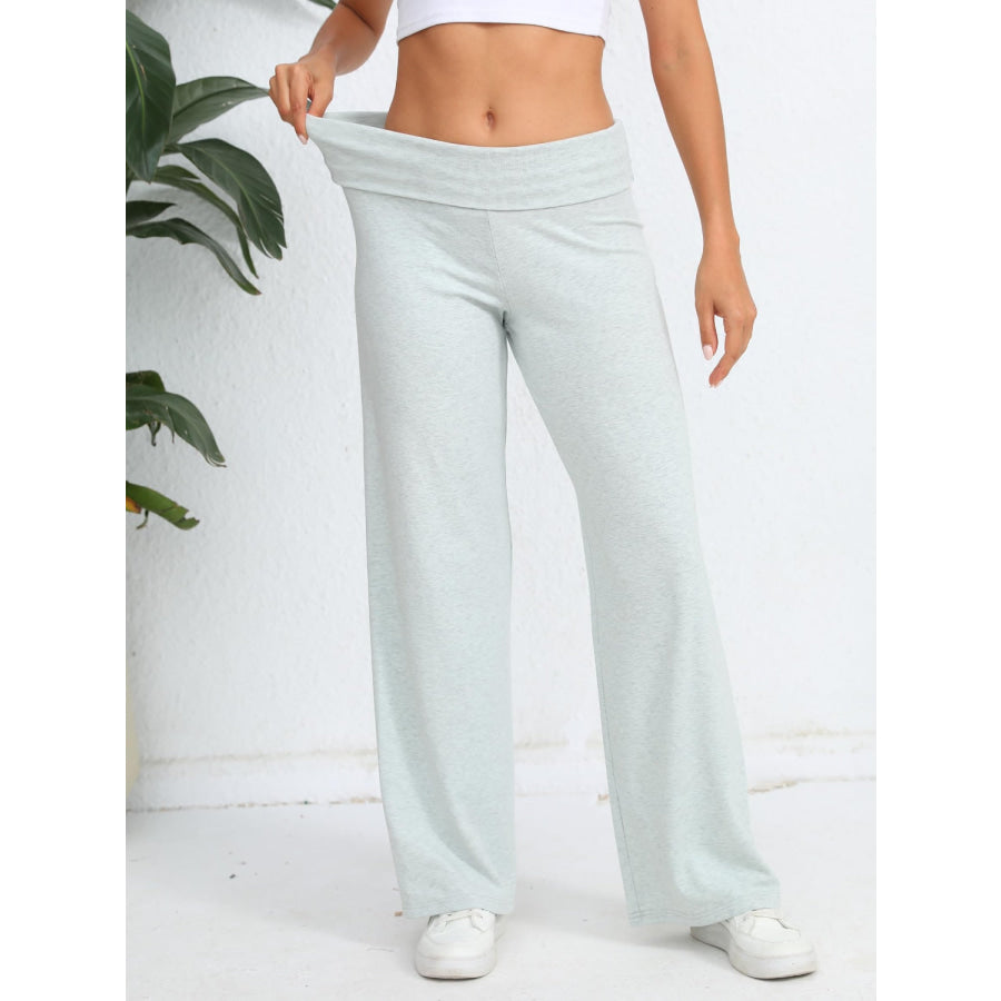 Elastic Waist Wide Leg Pants Light Gray / XS Apparel and Accessories