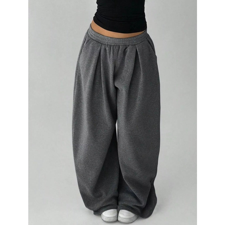 Elastic Waist Wide-Leg Sweatpants Apparel and Accessories