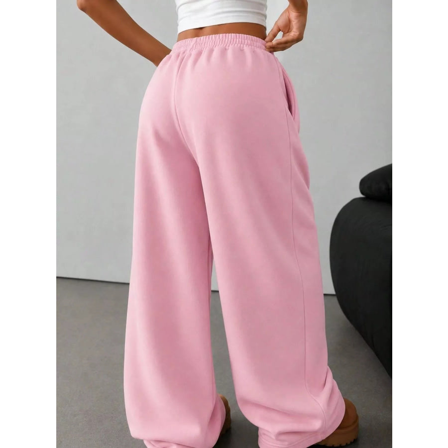 Elastic Waist Wide-Leg Sweatpants Apparel and Accessories