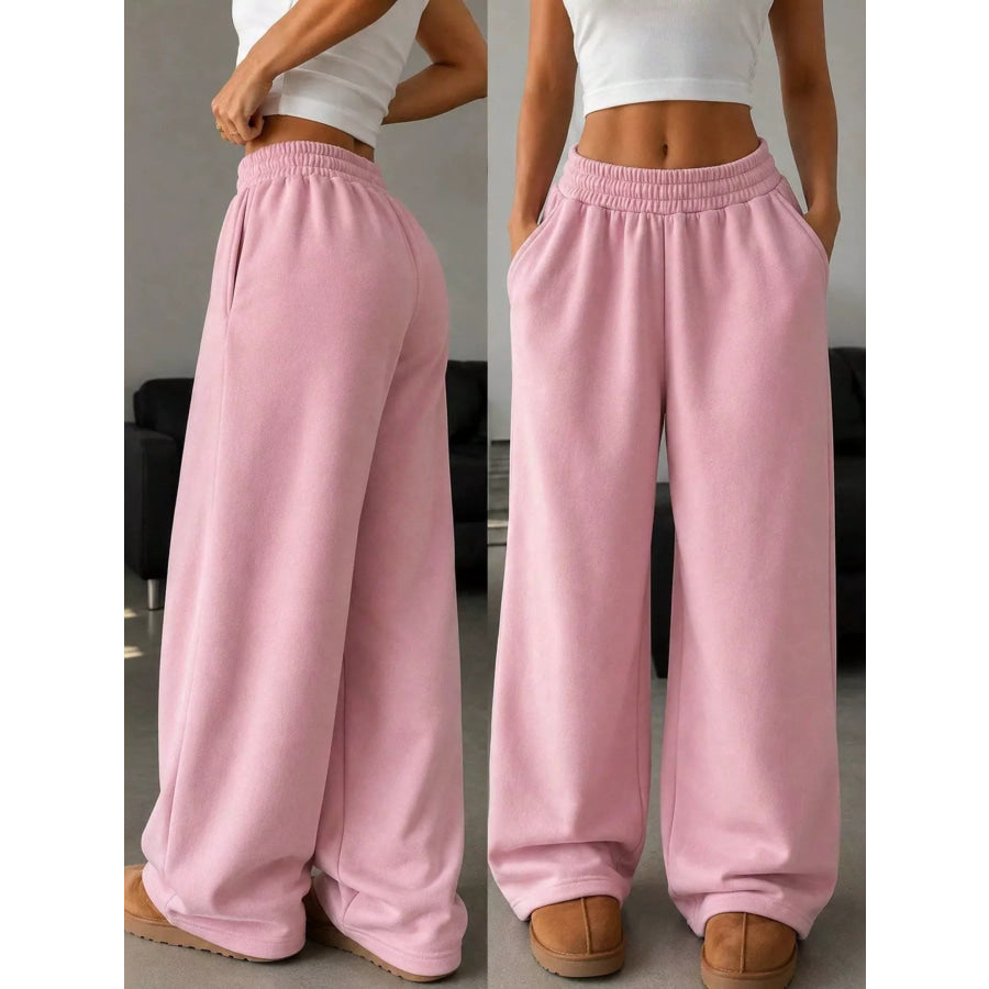 Elastic Waist Wide-Leg Sweatpants Apparel and Accessories