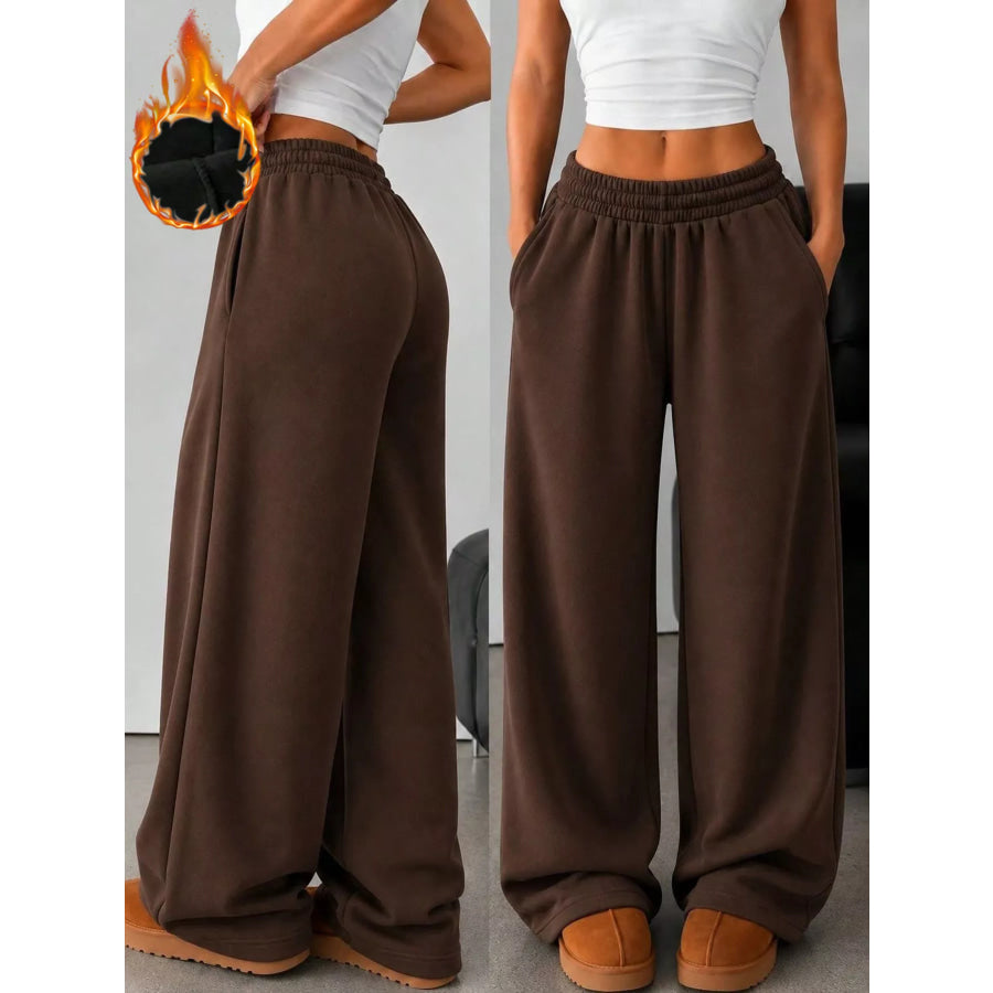 Elastic Waist Wide-Leg Sweatpants Apparel and Accessories