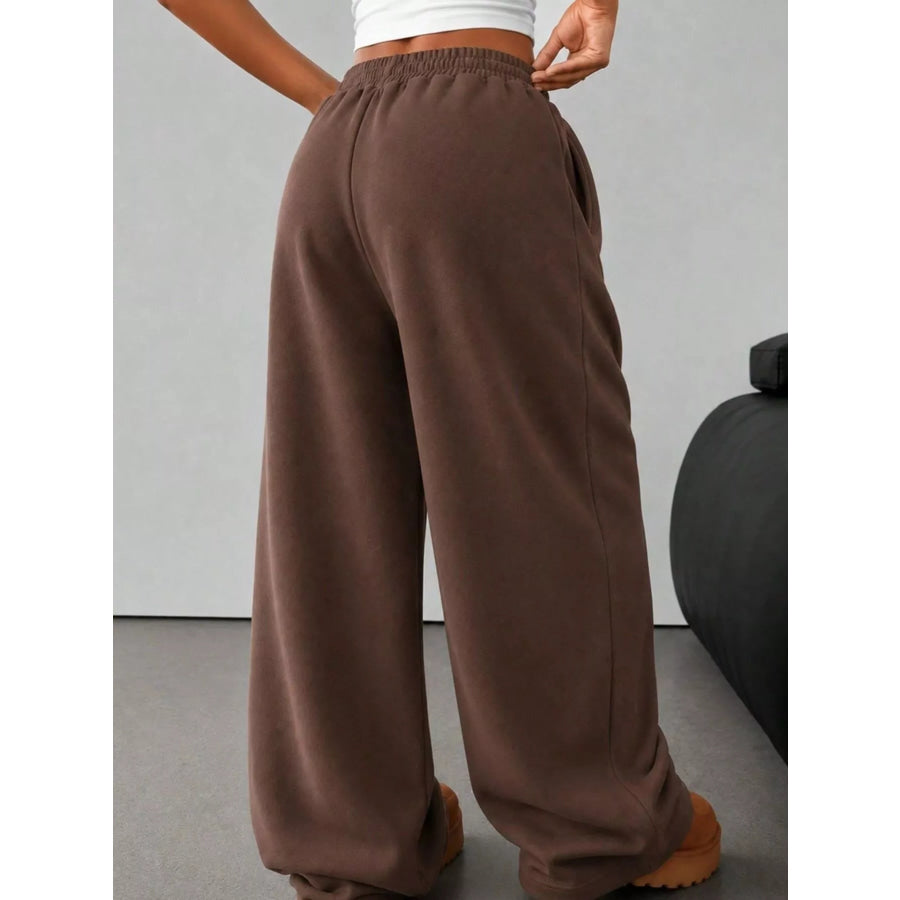 Elastic Waist Wide-Leg Sweatpants Apparel and Accessories