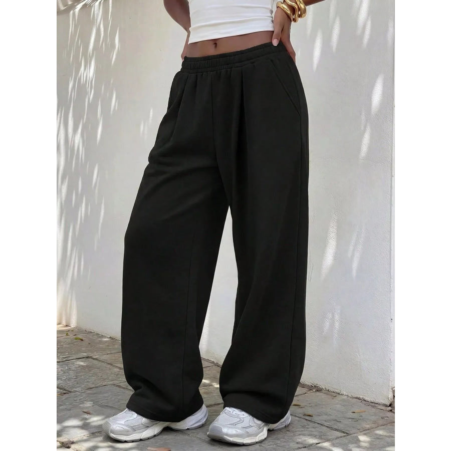 Elastic Waist Wide-Leg Sweatpants Apparel and Accessories